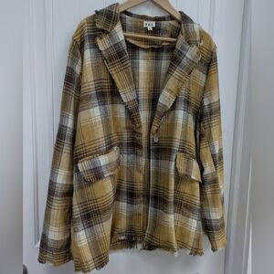 POL Tan and Brown Plaid Blazer